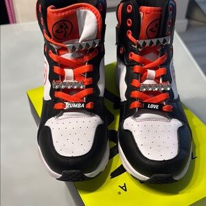 Zumba Fitness Black and Red High-Top Sneakers